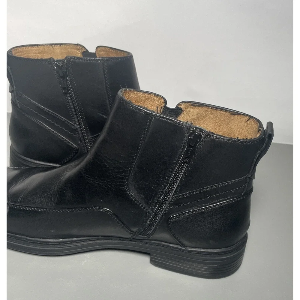 Florsheim Black Leather Side Zip Ankle Boots Mens Size 10.5